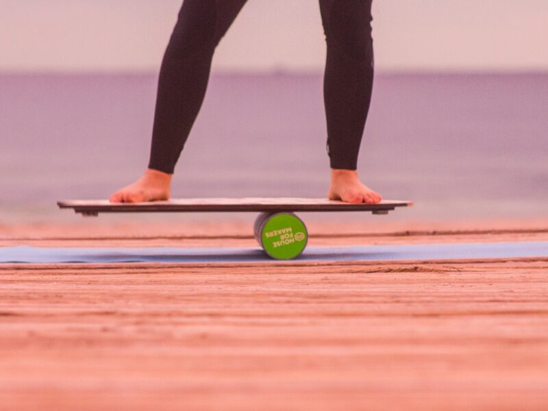 person on balance board